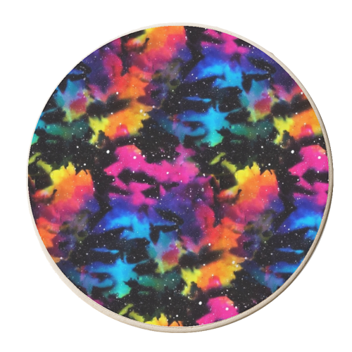 Tie Dye Rainbow Galaxy - personalised beer coaster by Kirsten Star