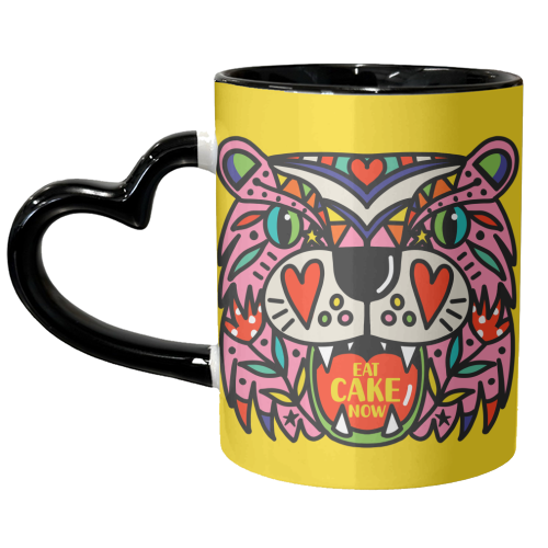 TIGER EAT CAKE NOW - unique mug by Nichola Cowdery