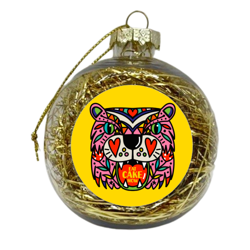 TIGER EAT CAKE NOW - xmas bauble by Nichola Cowdery
