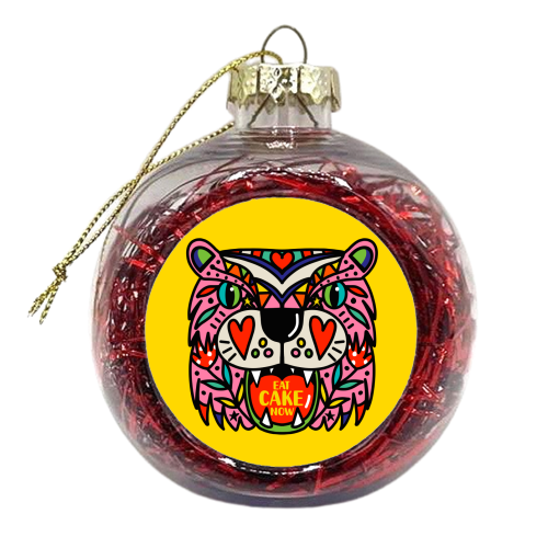 TIGER EAT CAKE NOW - xmas bauble by Nichola Cowdery