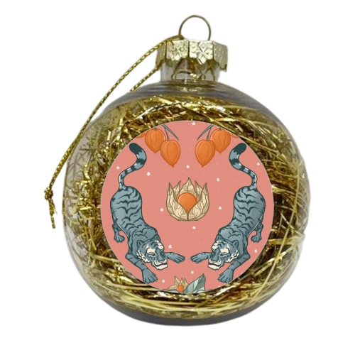 Tiger Tiger is Pink and Blue - xmas bauble by Ink and Tot
