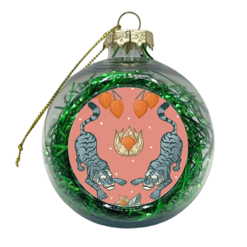 Tiger Tiger is Pink and Blue - xmas bauble by Ink and Tot