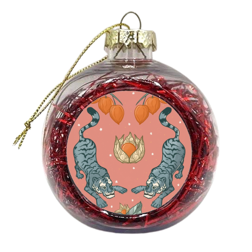 Tiger Tiger is Pink and Blue - xmas bauble by Ink and Tot