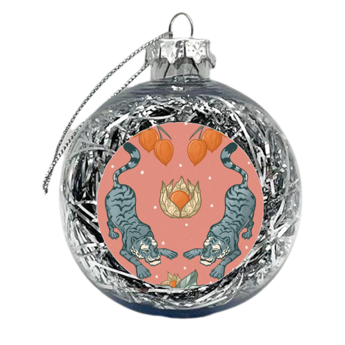 Tiger Tiger is Pink and Blue - xmas bauble by Ink and Tot