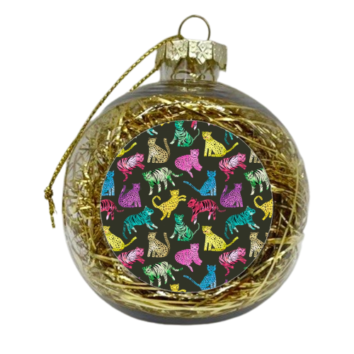 Tigers and Leopards Glam Colors - xmas bauble by Ninola Design