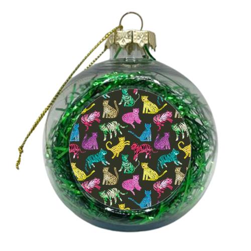 Tigers and Leopards Glam Colors - xmas bauble by Ninola Design