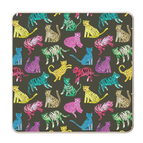 Tigers and Leopards Glam Colors - personalised beer coaster by Ninola Design
