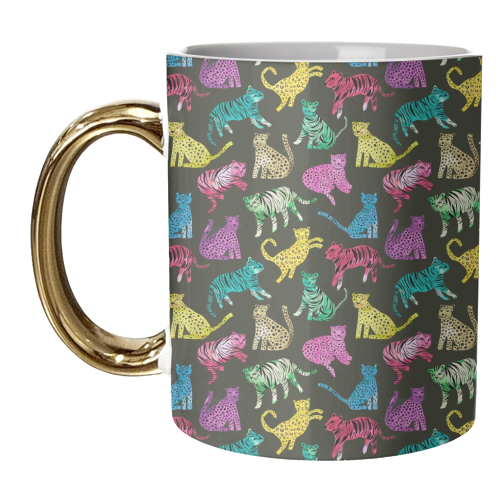 Tigers and Leopards Glam Colors - unique mug by Ninola Design
