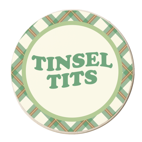 Tinsel Tits - personalised beer coaster by AbiGoLucky