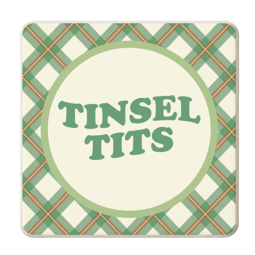 Tinsel Tits - personalised beer coaster by AbiGoLucky