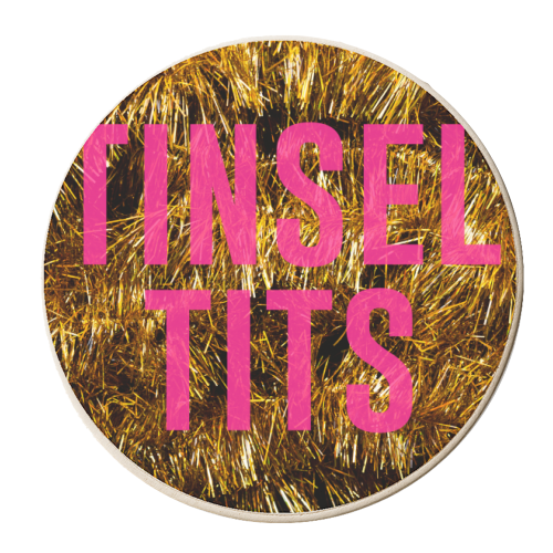Tinsel Tits - personalised beer coaster by The 13 Prints