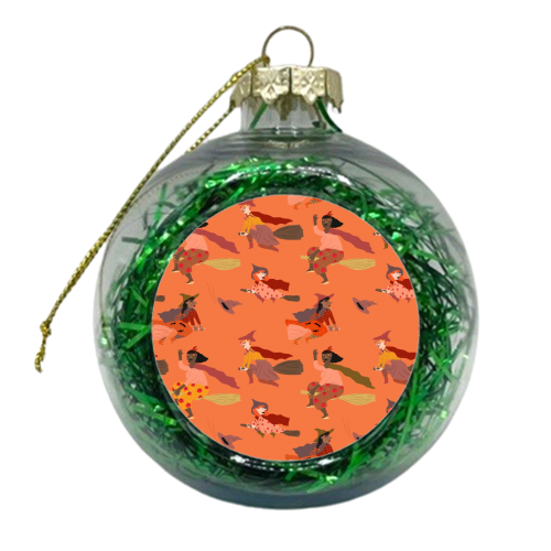 Tiny witches (orange version) - xmas bauble by Ezra W. Smith