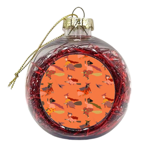 Tiny witches (orange version) - xmas bauble by Ezra W. Smith