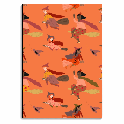 Tiny witches (orange version) - personalised A4, A5, A6 notebook by Ezra W. Smith