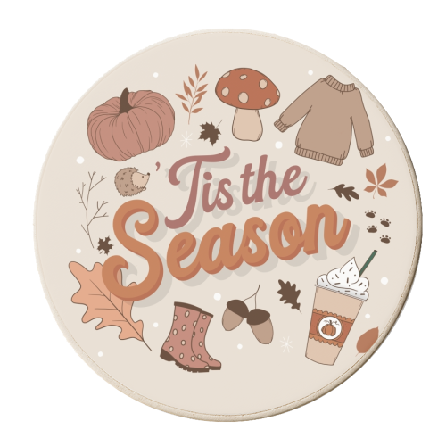 Tis the season autumn fall print - personalised beer coaster by The Girl Next Draw