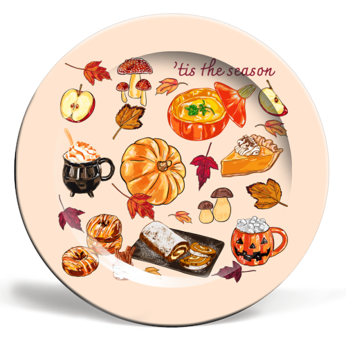 'Tis The Season Cozy Autumn - ceramic dinner plate by EZbie