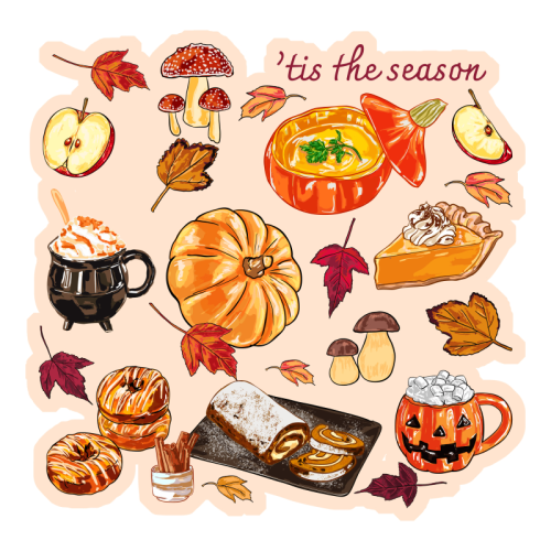 'Tis The Season Cozy Autumn - Die Cut Sticker by EZbie