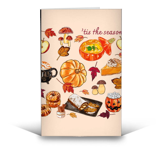 'Tis The Season Cozy Autumn - funny greeting card by EZbie