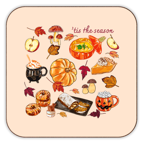 'Tis The Season Cozy Autumn - personalised beer coaster by EZbie