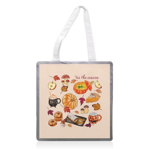 'Tis The Season Cozy Autumn - printed canvas tote bag by EZbie