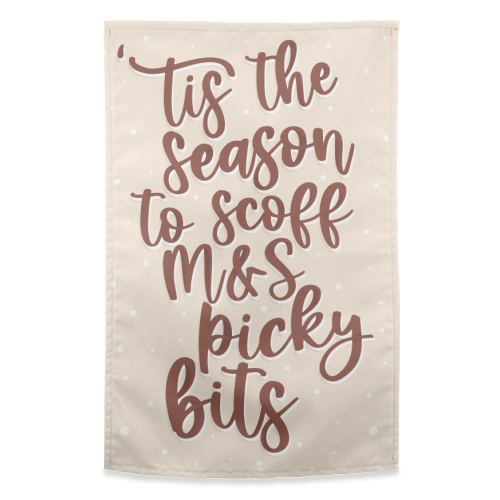 'Tis the Season to Scoff M&S Picky Bits - funny tea towel by Pink and Pip