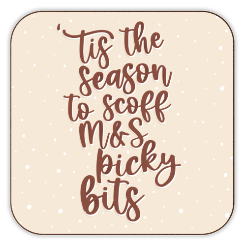 'Tis the Season to Scoff M&S Picky Bits - personalised beer coaster by Pink and Pip
