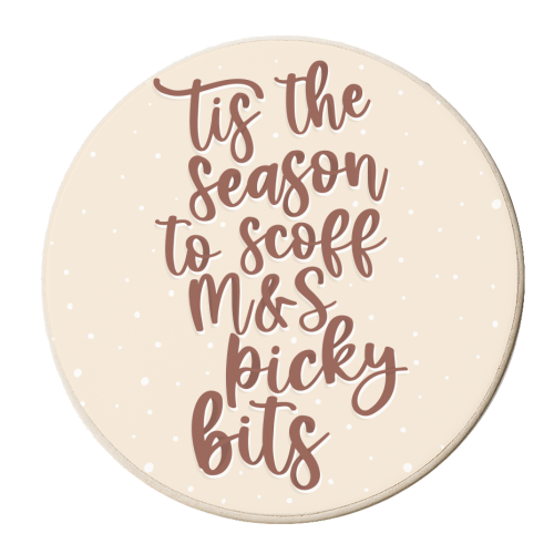 'Tis the Season to Scoff M&S Picky Bits - personalised beer coaster by Pink and Pip
