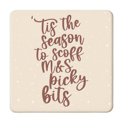 'Tis the Season to Scoff M&S Picky Bits - personalised beer coaster by Pink and Pip
