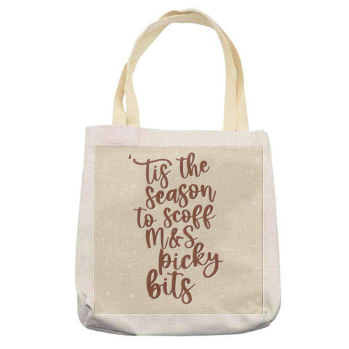 'Tis the Season to Scoff M&S Picky Bits - printed canvas tote bag by Pink and Pip