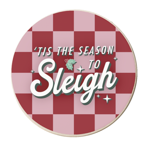 Tis the season to sleigh - personalised beer coaster by The Girl Next Draw
