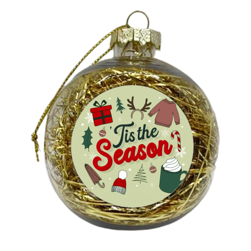 Tis the season winter Christmas print - xmas bauble by The Girl Next Draw