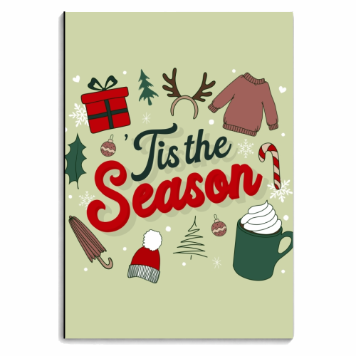 Tis the season winter Christmas print - personalised A4, A5, A6 notebook by The Girl Next Draw