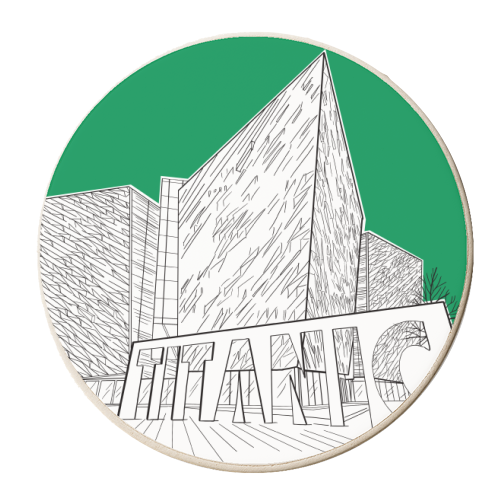 Titanic Belfast (Dark Green Version) - personalised beer coaster by Adam Regester