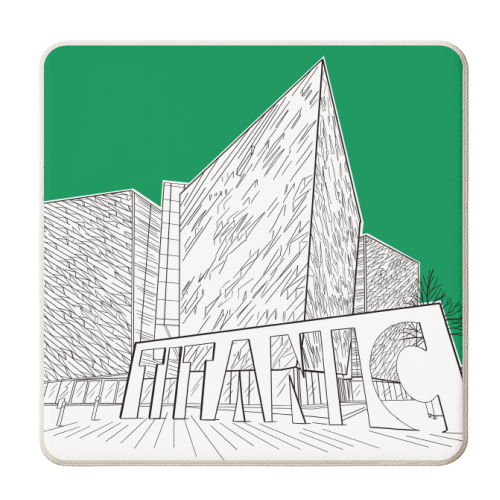 Titanic Belfast (Dark Green Version) - personalised beer coaster by Adam Regester