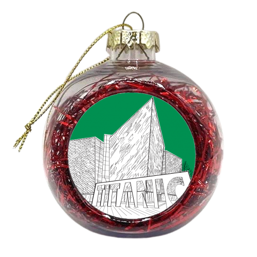 Titanic Belfast (Dark Green Version) - xmas bauble by Adam Regester