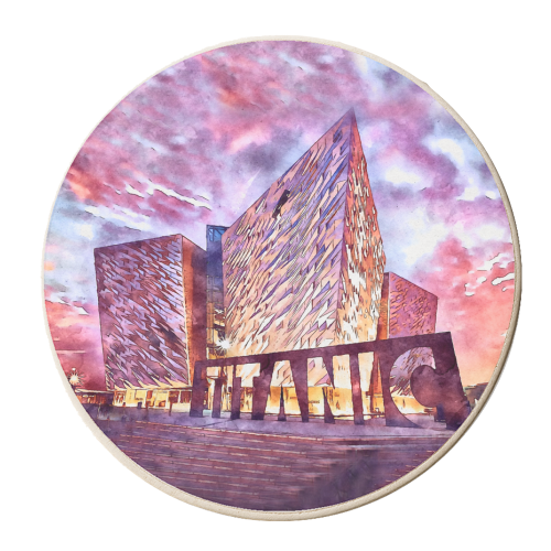 TITANIC MUSEUM AT DUSK - personalised beer coaster by AP