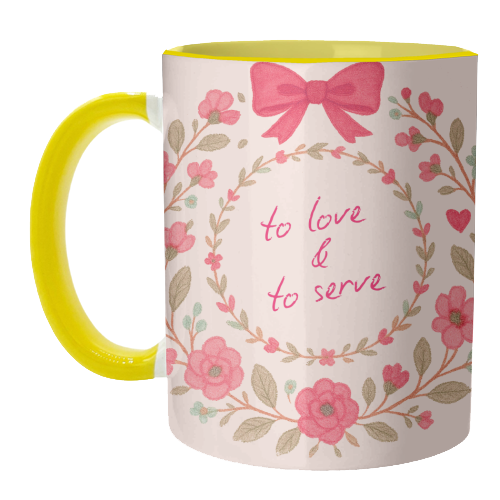 To Love & To Serve - unique mug by Ms Doodle