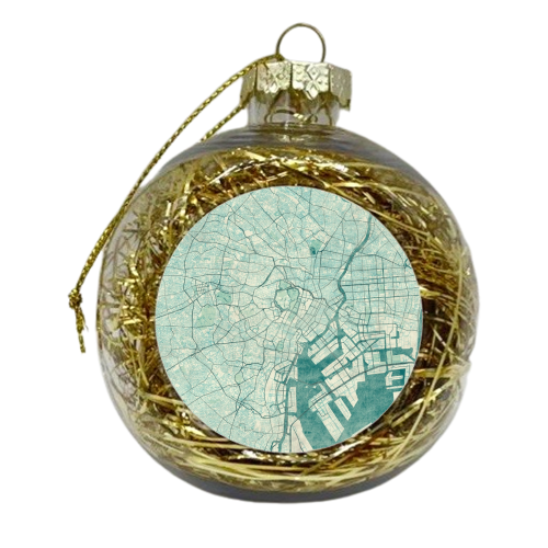 Tokyo Map Blue Vintage - xmas bauble by City Art Posters