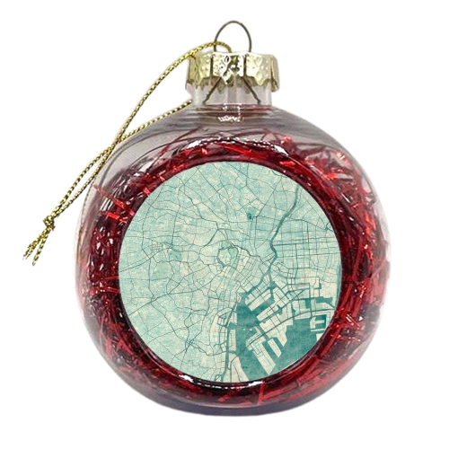 Tokyo Map Blue Vintage - xmas bauble by City Art Posters