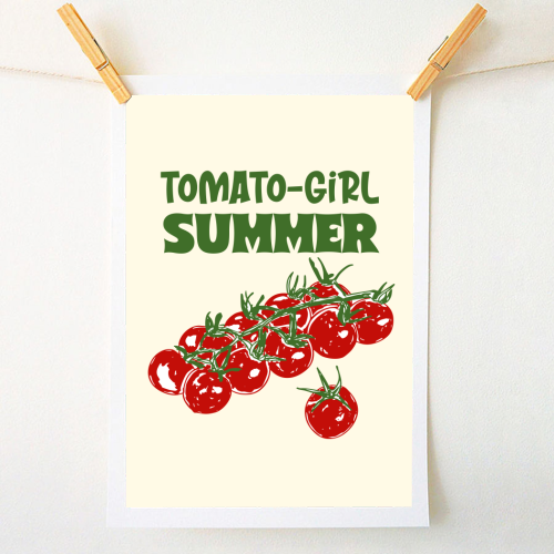 Tomato Girl Summer Aesthetic Illustration - A1 - A4 art print by EZbie