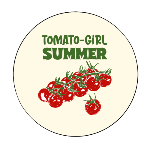 Tomato Girl Summer Aesthetic Illustration - Circle Sticker by EZbie