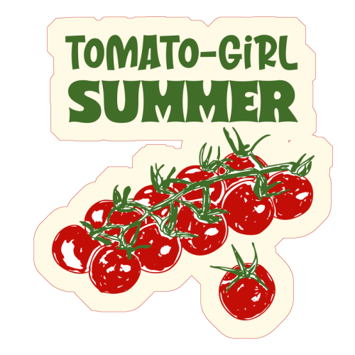 Tomato Girl Summer Aesthetic Illustration - Die Cut Sticker by EZbie