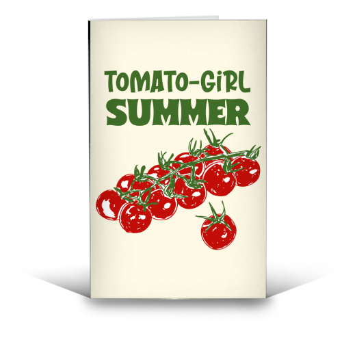 Tomato Girl Summer Aesthetic Illustration - funny greeting card by EZbie