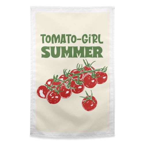 Tomato Girl Summer Aesthetic Illustration - funny tea towel by EZbie