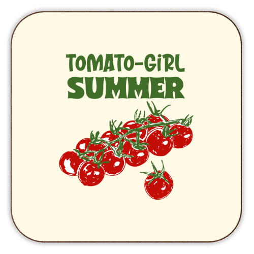 Tomato Girl Summer Aesthetic Illustration - personalised beer coaster by EZbie