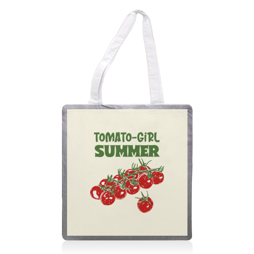 Tomato Girl Summer Aesthetic Illustration - printed canvas tote bag by EZbie