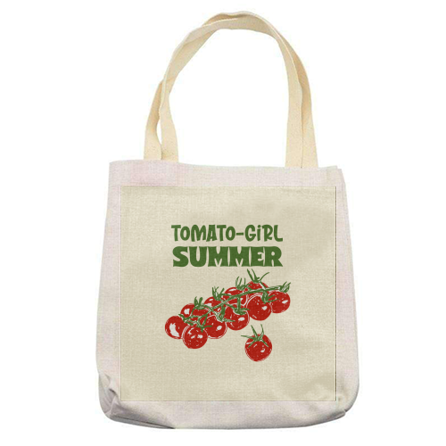 Tomato Girl Summer Aesthetic Illustration - printed canvas tote bag by EZbie