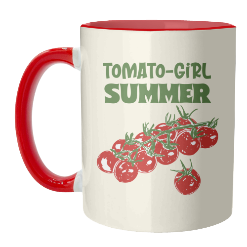 Tomato Girl Summer Aesthetic Illustration - unique mug by EZbie