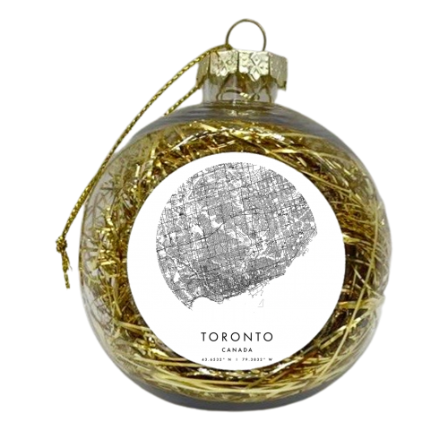 Toronto Canada Minimal Modern Circle Map - xmas bauble by Toni Scott