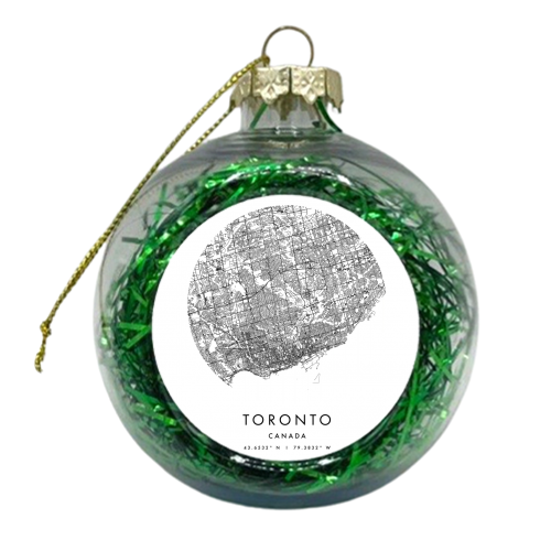 Toronto Canada Minimal Modern Circle Map - xmas bauble by Toni Scott